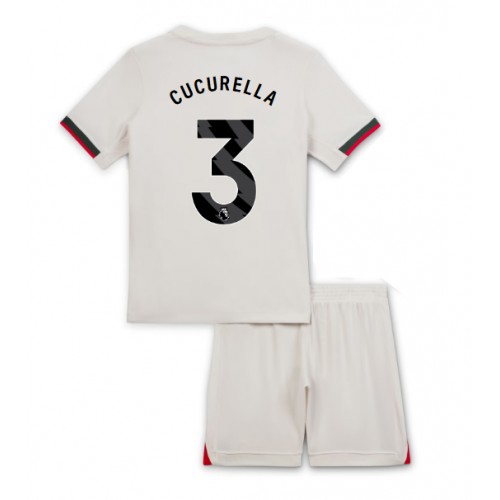 Stroje piłkarskie Chelsea Marc Cucurella #3 Koszulka Wyjazdowej dla dzieci 2025-26 Krótki Rękaw (+ szorty)